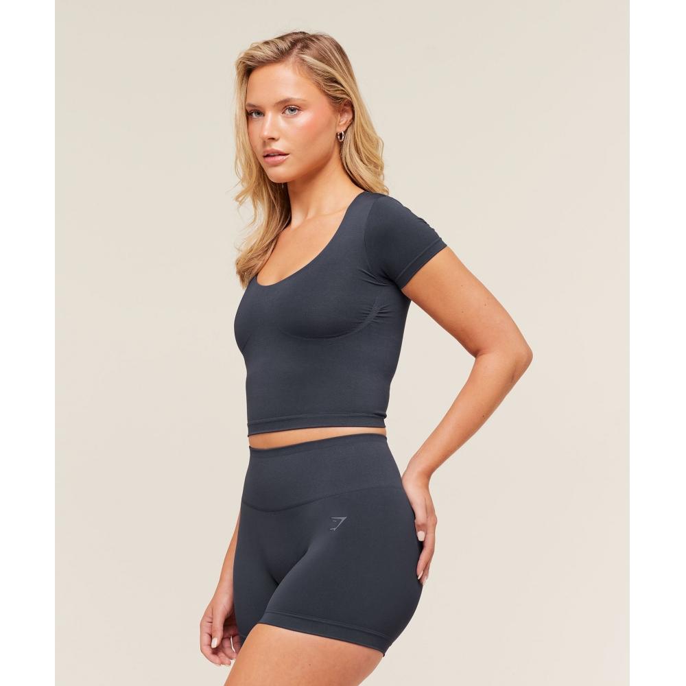 Gymshark SofT SculpT T shirT wiTh Shelf Heavy Blue B4c4q ucTn