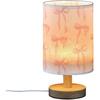 Pink Bow Bedside Table Lamp Nightstand Lamp with Wood Base Night Light Linen Fabric Shade for Bedroom Living Room Nursery Office Desk