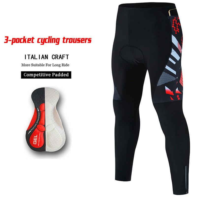 Mens Cycling Pants Lightweight Quick-Dry Breathable Road Mountain Bike Trousers With 3 Pockets
