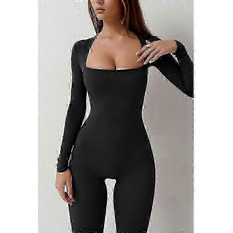 Jumpsuits For Women Square Neck Wide Leg Full Length Romper Playsuit 25-26