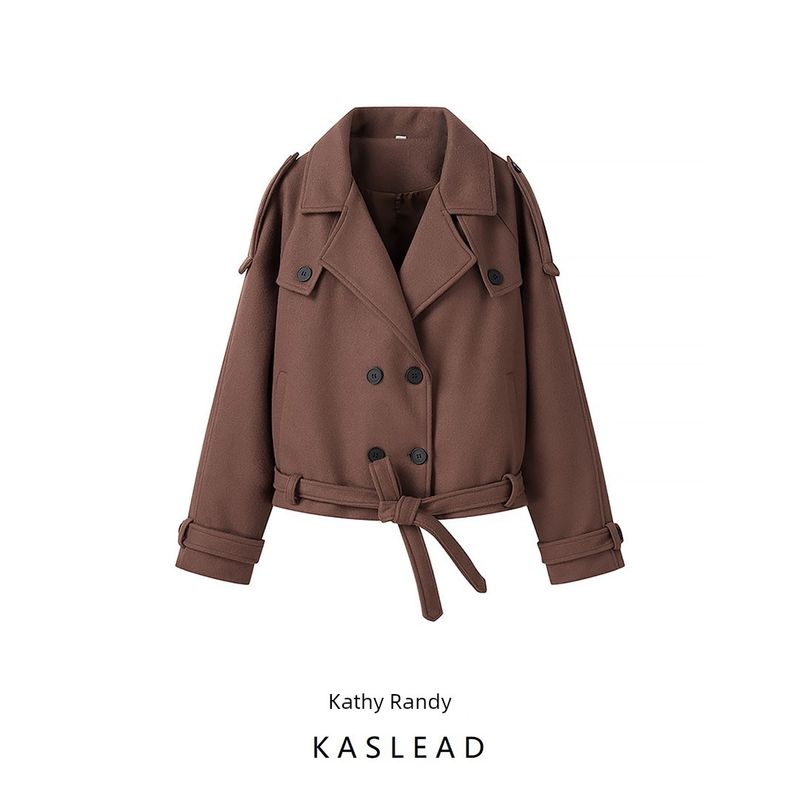 Kaslead New Arrival Women's Clothing Fashion Style Fashion Minimalist Suit Collar Lace-up Long Sleeve Jacket Outwear