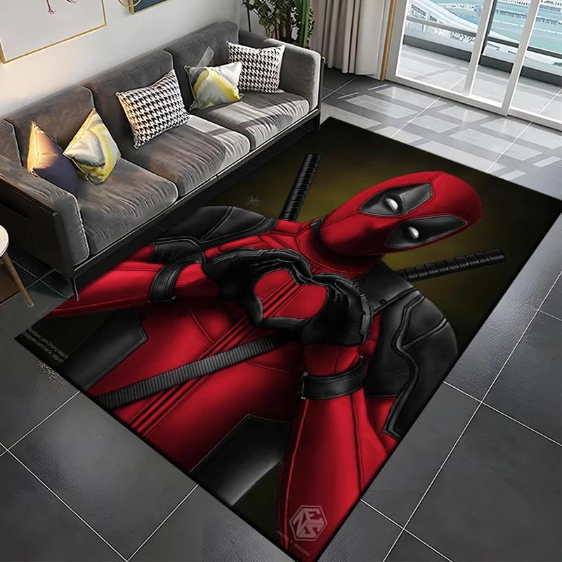 Marvel Spider Man Area Rug Cartoon Anime Deadpool 3D Carpet for Living Room Kitchen Bedroom Decor Floor Non Slip Mat Gift