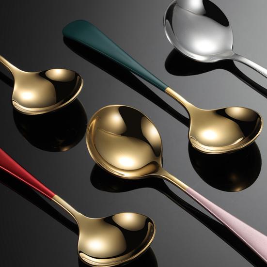 Stainless Steel Dessert Spoon Smooth Modern Spoons Design Coffee Soup Edge Kids Rust-Proof Dishwasher