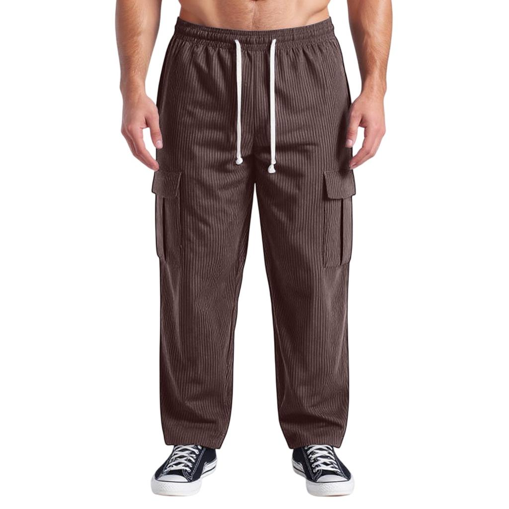 Men's Casual Versatile Retro Workwear Pants, Loose Straight Zipper Casual Pants