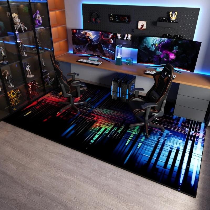 Cyberpunk Style Carpet, Stain-resistant and Easy-to-clean Game Room Floor Mat, Boy's Bedroom Carpet, Home Decoration