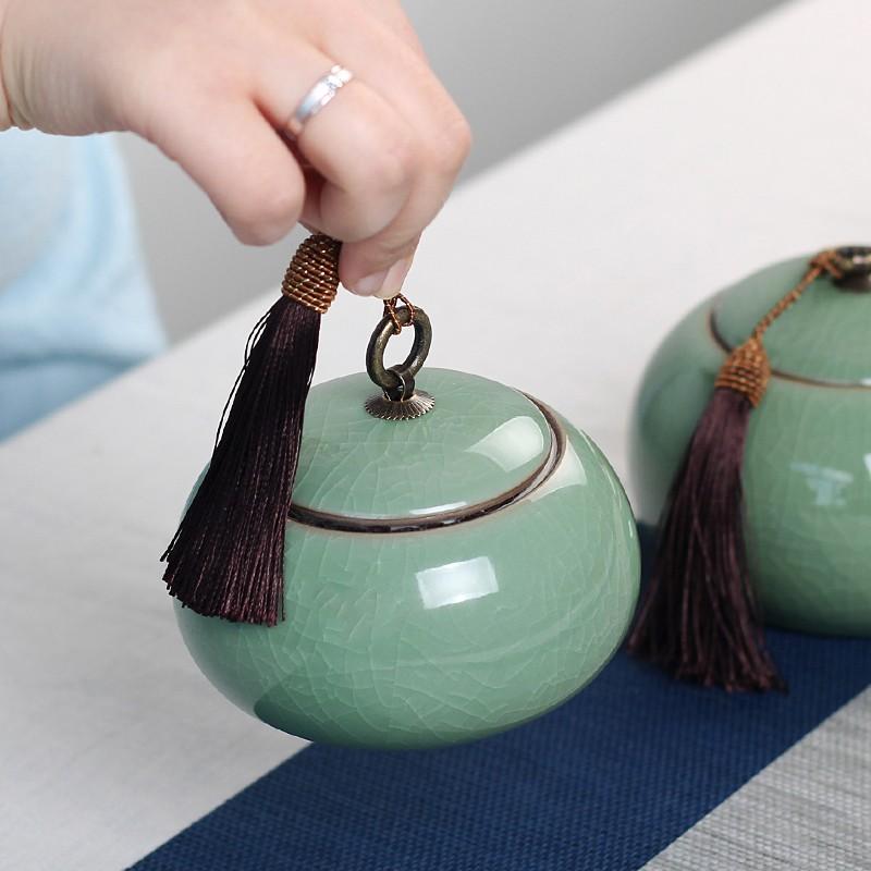 Chinoiserie Style Ceramics Tea Canister Travel Portable Tea Sealed Moisture-proof Storage Jar High Quality Tea Packaging Cans