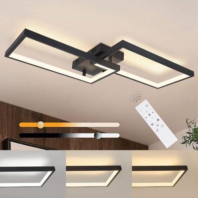 LED-Deckenleuchte - NETTLIFE - 60 cm 40W - Dimmbar - Fernbedienung - Metallschwarz