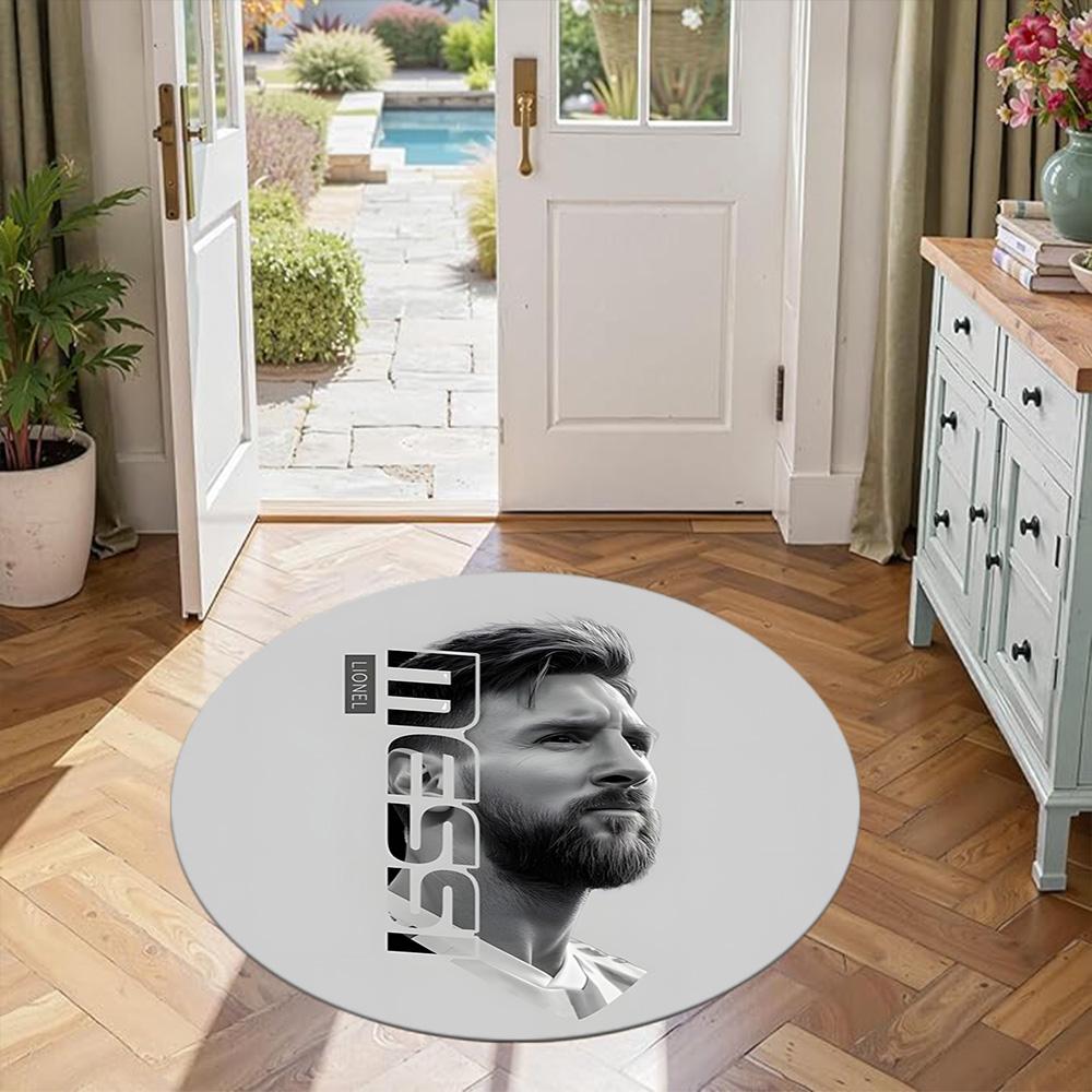Messi Round Floor Rug Suitable for Playrooms Living Rooms Dining Room Game Room Anti-slip Round Rug Decorate Offices Perfect Gift for Women Men