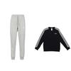 Logo Stripe Round Neck Long Sleeve Pullover Sweatshirt Vintage Knit Cuffed Pants Set Men Sweatshirt Set /DQ3083+IJ6494