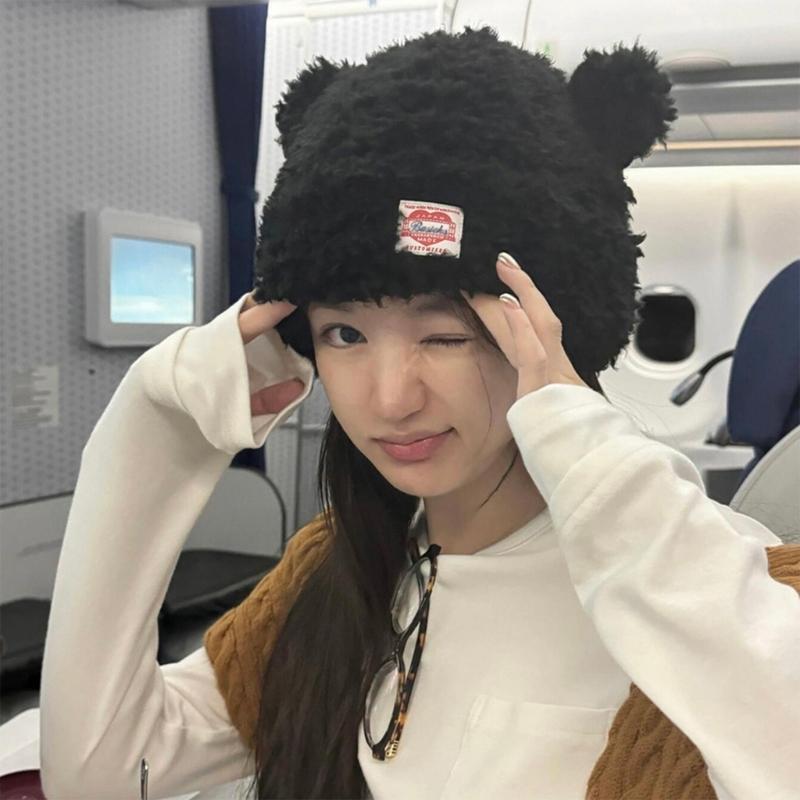 Модна шапка-біні з вушками ведмедика для різних розмірів голови, зимова, осіння, пуловер, шапка-біні, унісекс, головний убір для повсякденного носіння