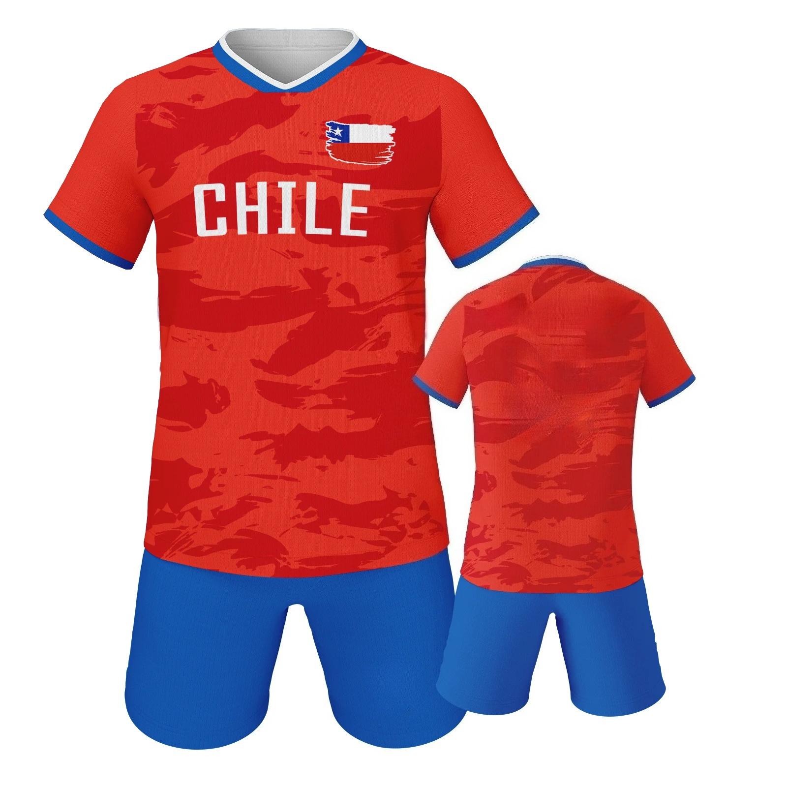 

Chile Soccer Jerseys Soccer Uniforms Football Shirts Shorts Set XS