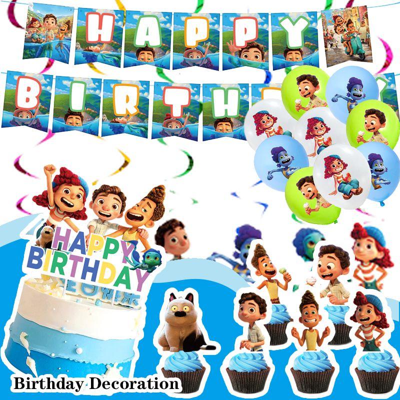 Vibrant Luca Party Ocean Cartoon Character Theme Disposable Cake Ornaments
