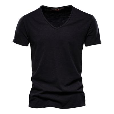 Camiseta elástica de verano para hombre, camiseta informal suave para Fitness, camisetas para hombre, camisetas con cuello en V, camiseta de manga corta para hombre