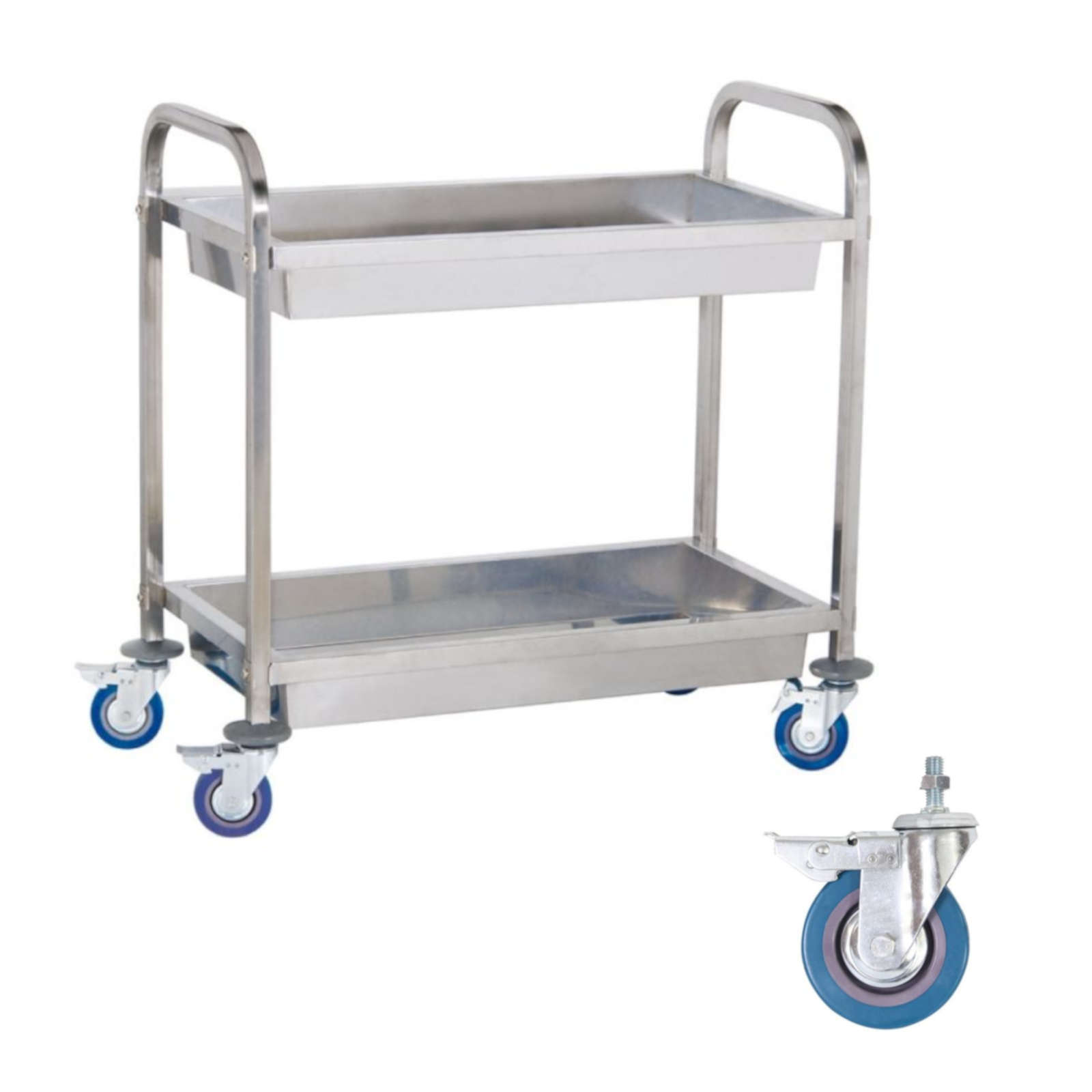 Steel waiter`s trolley with 2 shelves