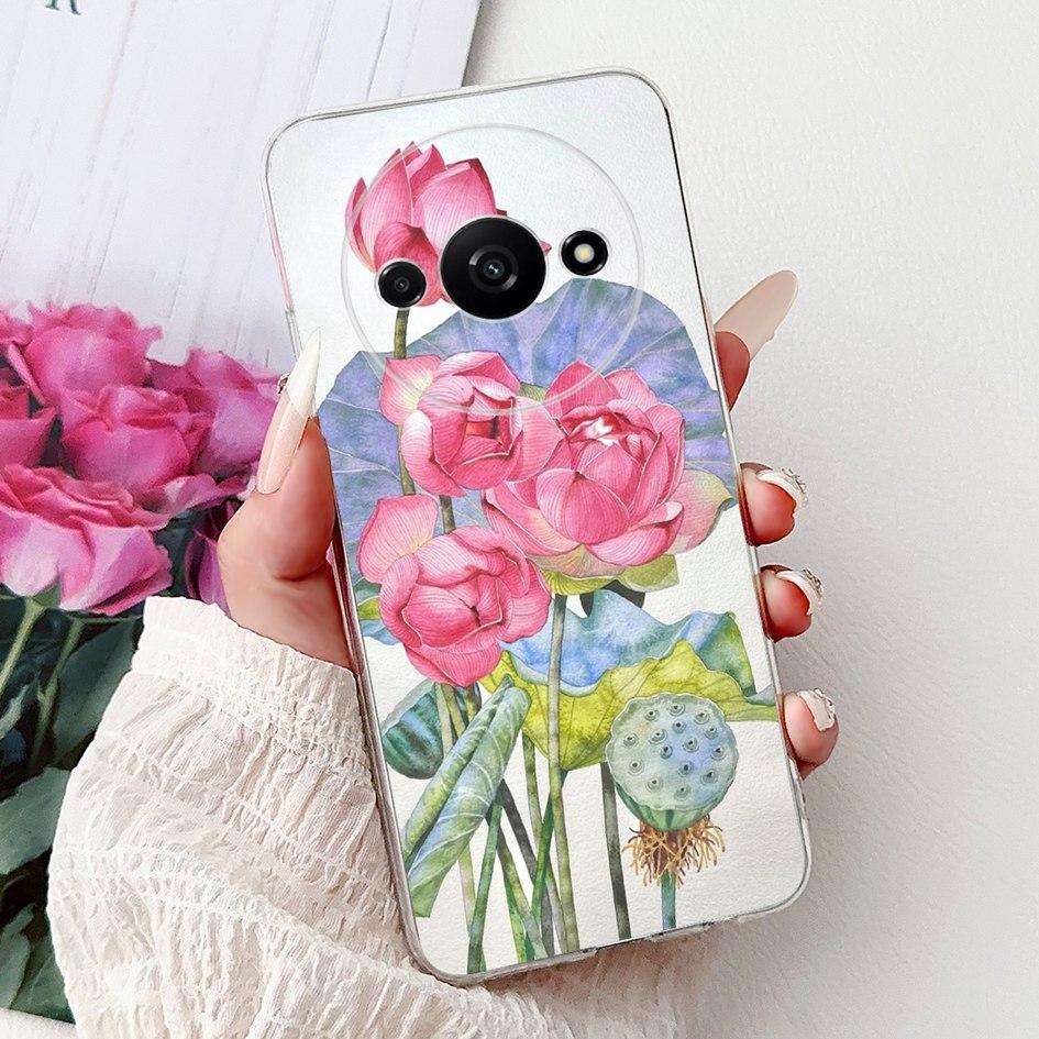 Hülle Für Xiaomi Redmi A3 A3x Handyhülle Neu Stylisch Blumenmädchen Muster Weiches Silikon Rückseite Funda Für Xiaomi Poco C61 C 61 Capa