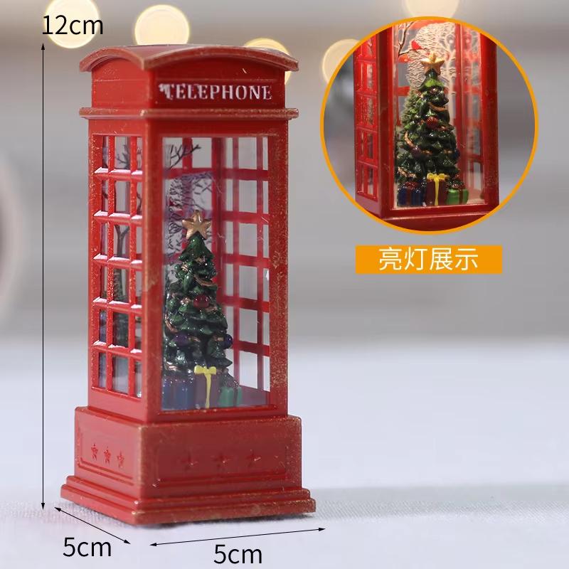 Christmas Chestnut Telephone Booth Christmas Desktop Decoration Luminous Telephone Booth Creative Night Light Christmas Gifts