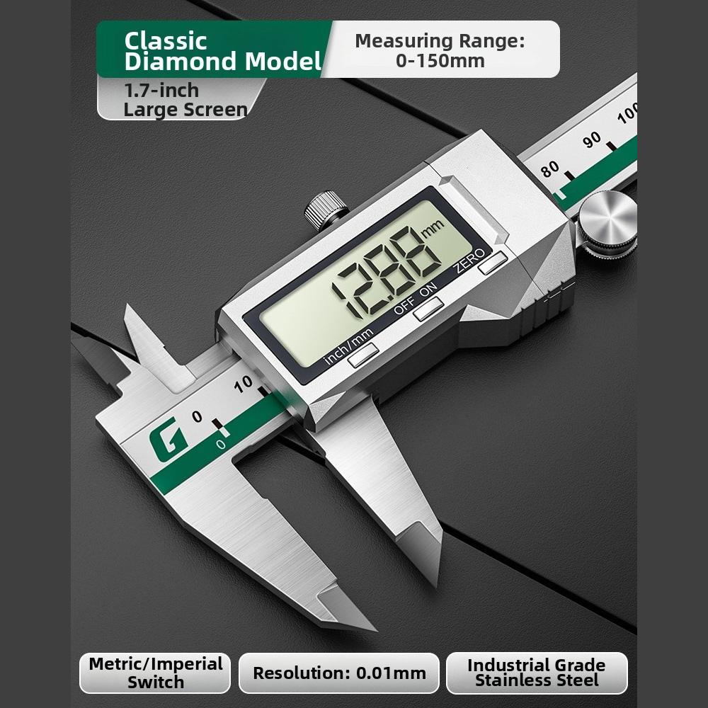 Digital Vernier Caliper Measuring Tool With Large 1.7-inch LCD Screen, Stainless Steel Construction And Dual Measurement Units