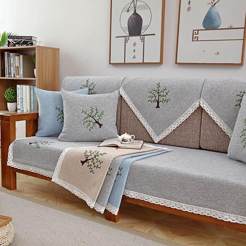 Nordic Ethnic Style Fabric, Linen Fabric, Sofa Cushion, Sofa Towel, Sofa Cover, All-Season Universal, Simple and Non Slip Sofa Cover