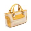 Used CELINE Boogie Bag Embossed Handbag Canvas Leather Beige Yellow Used Women