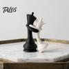 Black Chess Decoration King Queen Piece Figurine, 3D Printed Couple Statue, Modern Decor White for Anniversary Wedding Party Home Office Desk