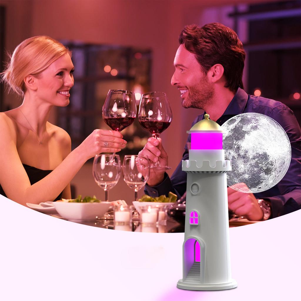 Moon Lighthouse Projector Night Light USB Rechargeable Moon Lighthouse Lamp Moon Lamp for Children Gifts Bedroom Nursery Holiday