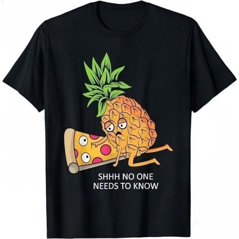 Pineapple Belongs on Pizza Lover Funny Food Pun T-Shirt Y2K Fashion 4XL