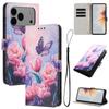 For iPhone 17 Pro Max Wallet Case Pattern Printing PU Leather Phone Cover with Lanyard