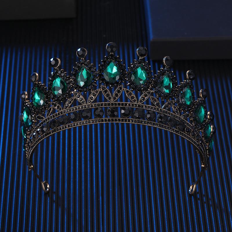 The Bride's Colorful Rhinestone  Baroque European and American Diamond Princess  Round Tiara Hair Accessory Wedding Dress and Crown