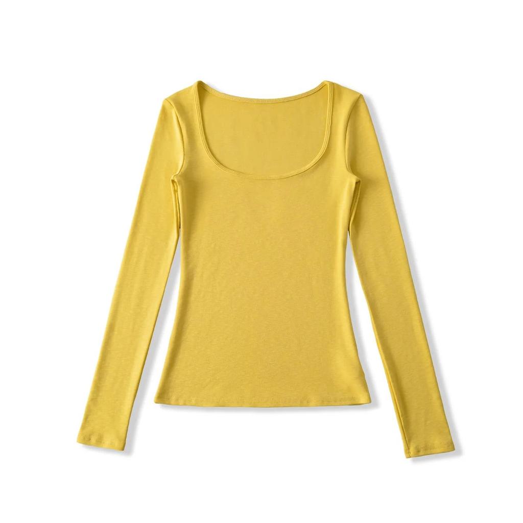 American Spice U-Neck Snowflake Cashmere Long-Sleeve Women's Slim Fit T-Shirt for Spring/Autumn