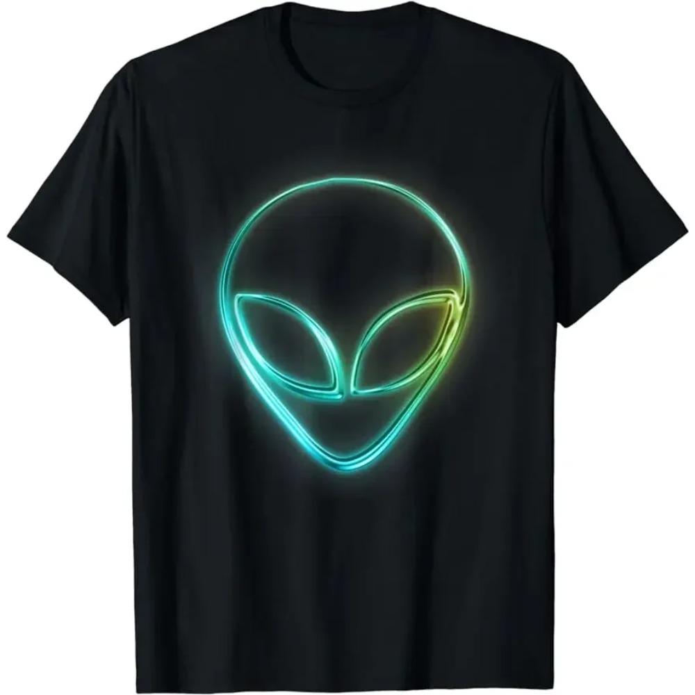 UFO Alien Retro Bright Mountain Lake Camping Visitor T-Shirt Women Men Clothing Tee Ropa Mujer Vintage Clothes Men T Shirt