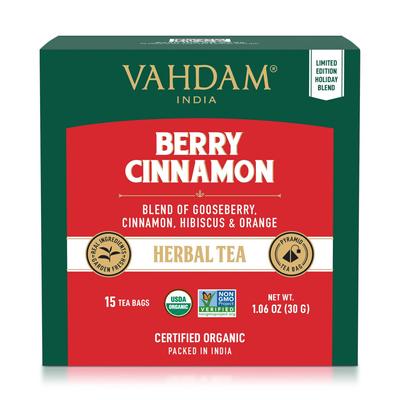 Beerentee mit Zimt (15er Pack, 2g), Beeren-Zimt-Kräutertee, VAHDAM
