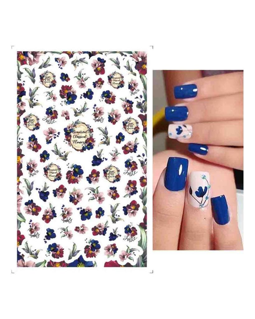Autocollants 3D pour Nail Art, lignes ondulées abstraites colorées, décalcomanies à fleurs et feuilles florales, décoration d'ongles