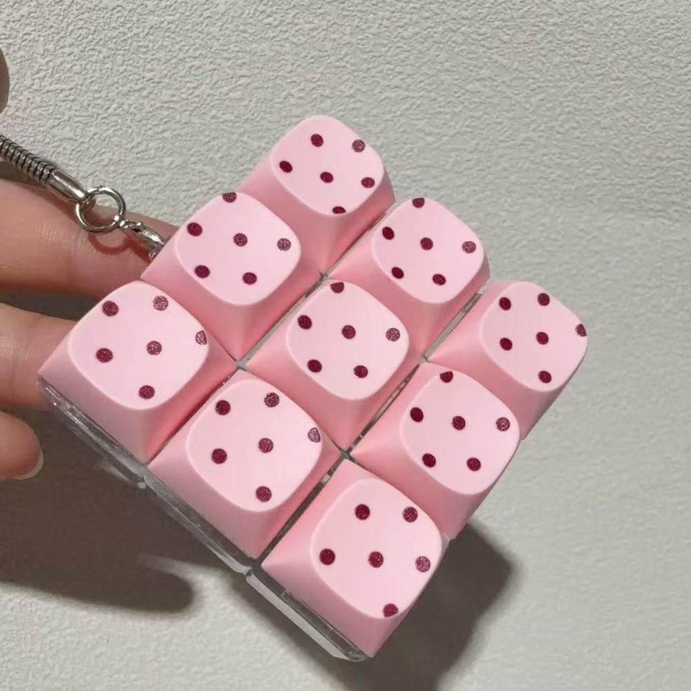 Polka Dot Pattern Fidget Keychain 3/4/6/9 Keys Bag Pendants New Keycap Fidget Toy  for Adult Kid