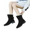 Winter rough bottom velvet warm medium boots women's wish fashion simple suede fringed snow boots
