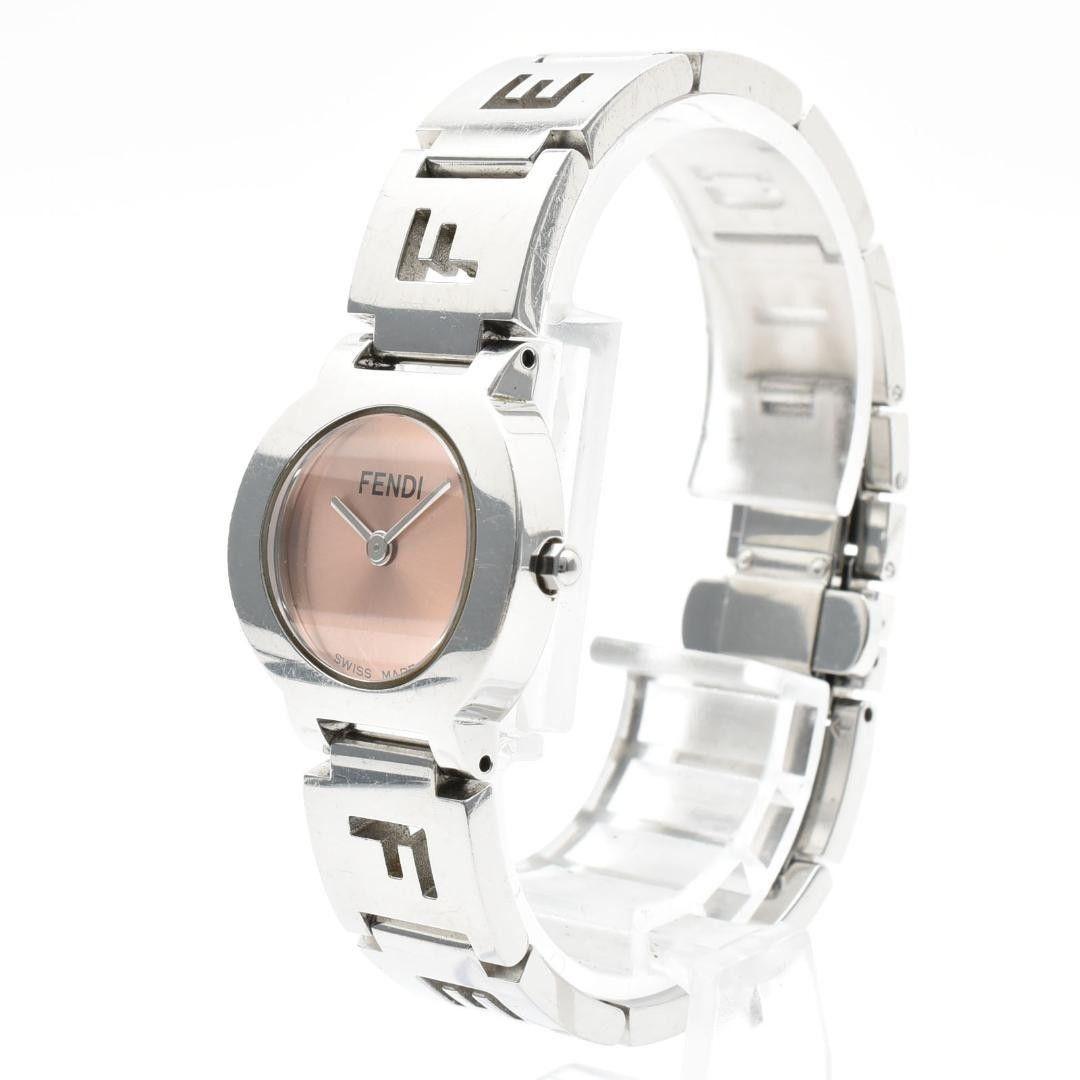 Used Good Condition Working FENDI Women s Watch Pink Zucca Round