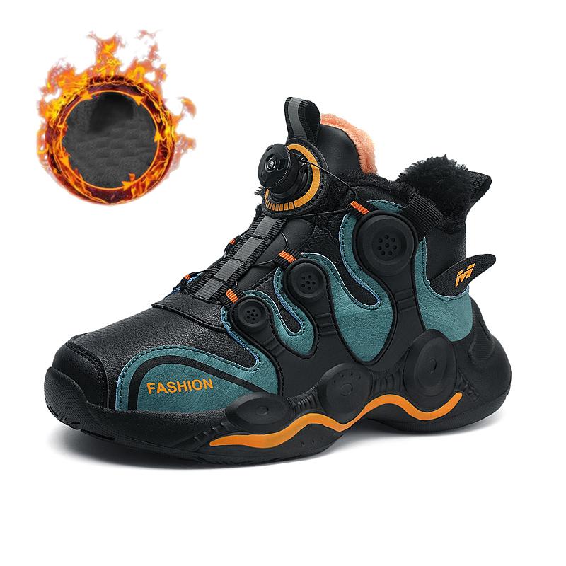 

Зимние детские противоскользящие износостойкие бархатные теплые хлопковые туфли Спортивная обувь Зимние ботинки Низкие туфли для папы Баскетбольные туфли 37 оранжевый/чёрный