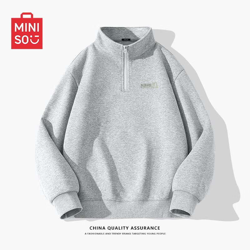 

MINISO Men s Vintage Half-Zip Stand-Collar Sweatshirt M