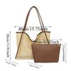 Large Capacity Beach Hollow Composite Tote Lightweight Leather Small Pouch Straw Woven Shoulder Bag Solid Color Polyester