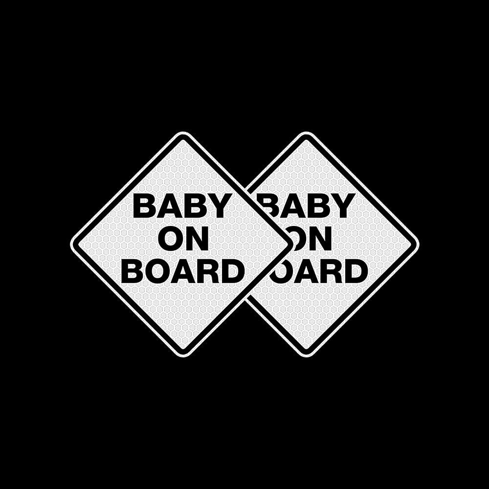 2pcs Reflective Car Sticker Baby on Board High Intensity Reflective Sticker for Car Waterproof Safety Warning Auto Bumper Window Sticker Kids on
