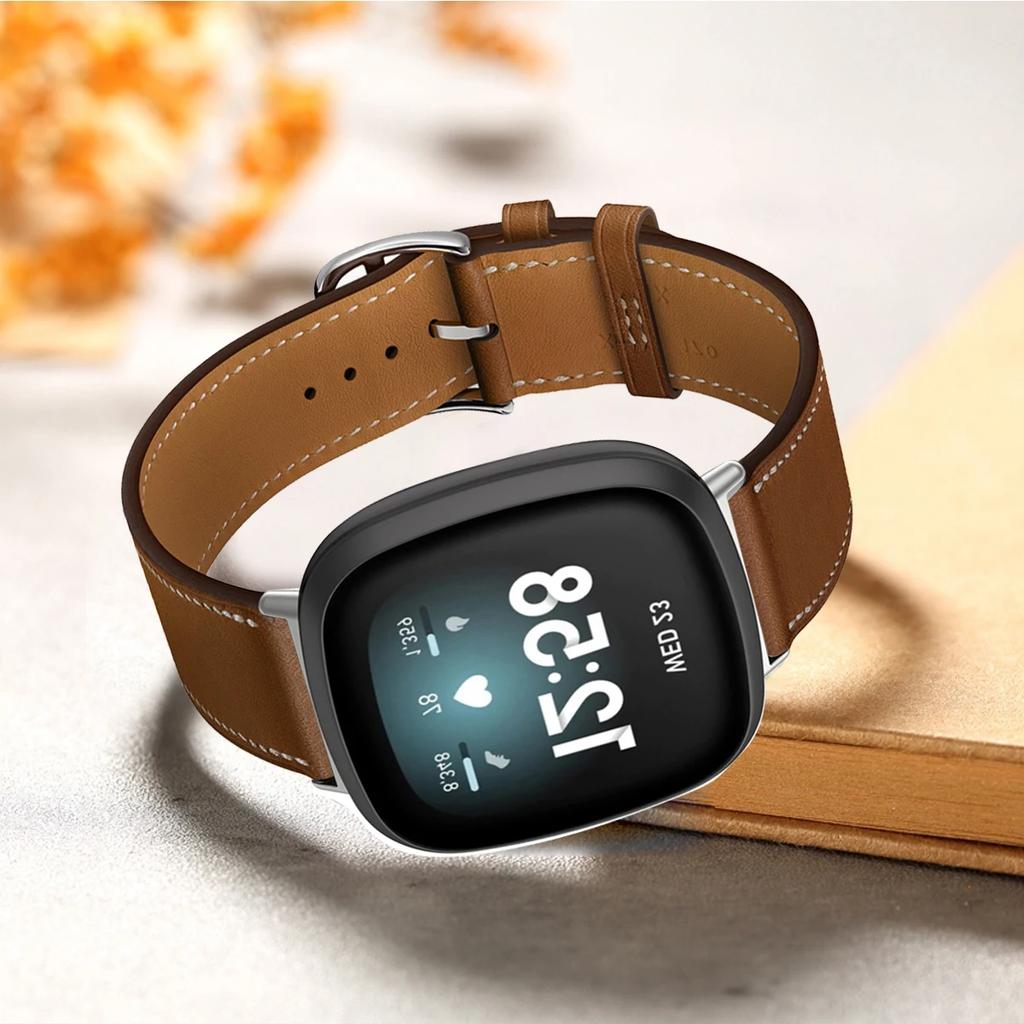 Leather Bracelet Strap For Fitbit Versa 4 3 2 1 Versa Lite Smart Watch Wristband Replacement Strap For Fitbit Sense/sense 2 Watchband