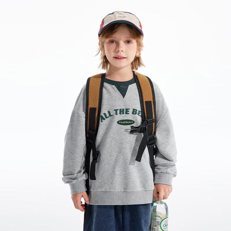 

Zhimu Boys Letter Print Round Neck Pullover Sweatshirt 130