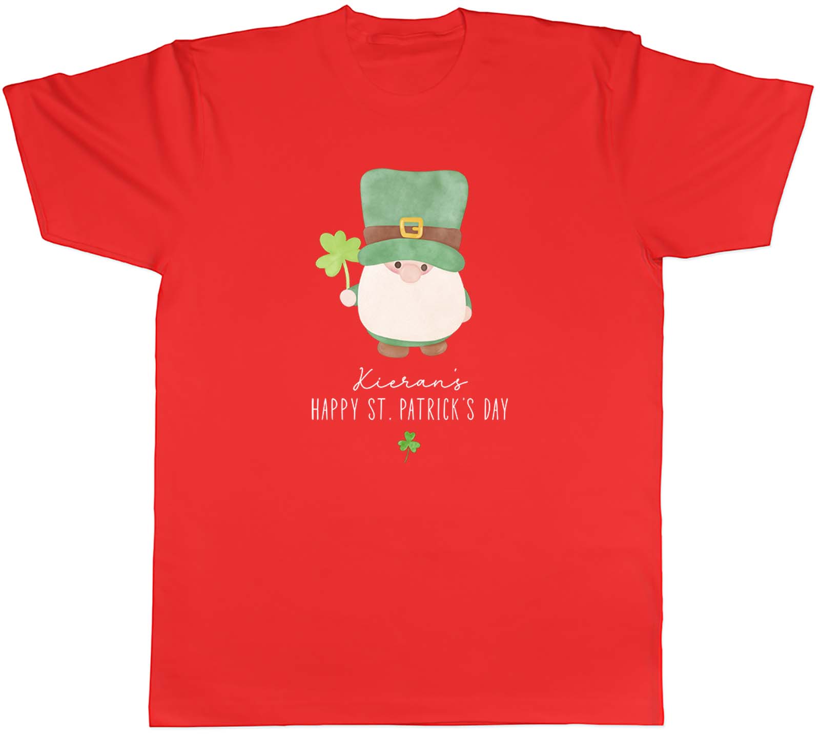 Personalised Happy St Patricks Day Unisex TShirt Irish Gnome Clover Leprechaun Tee S