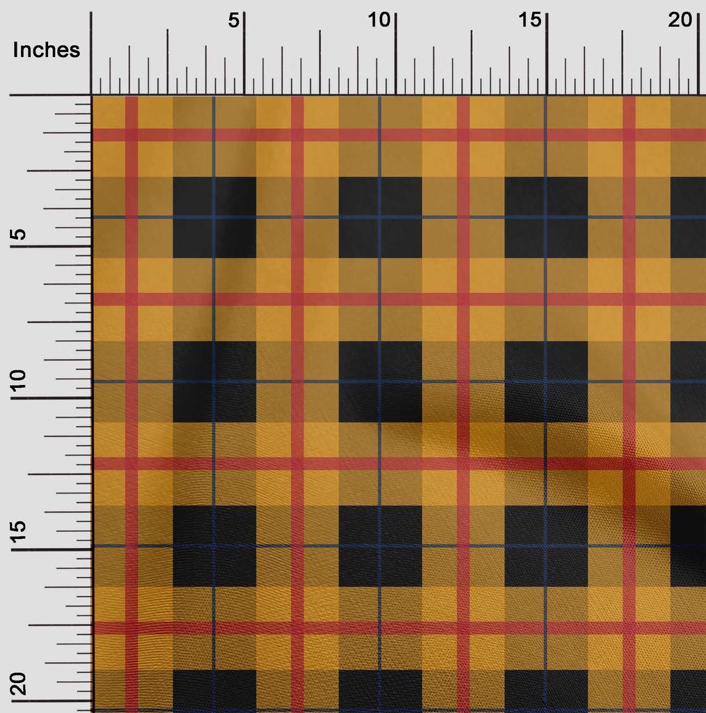 oneOone Cotton Flex Black Fabric Madras Check Dress Material Fabric Print Fabric By The Yard 40 Inch