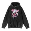 Cotone Pesante Lavato Retrò, Maglione Retrò Streetwear Anime con Cappuccio 440G