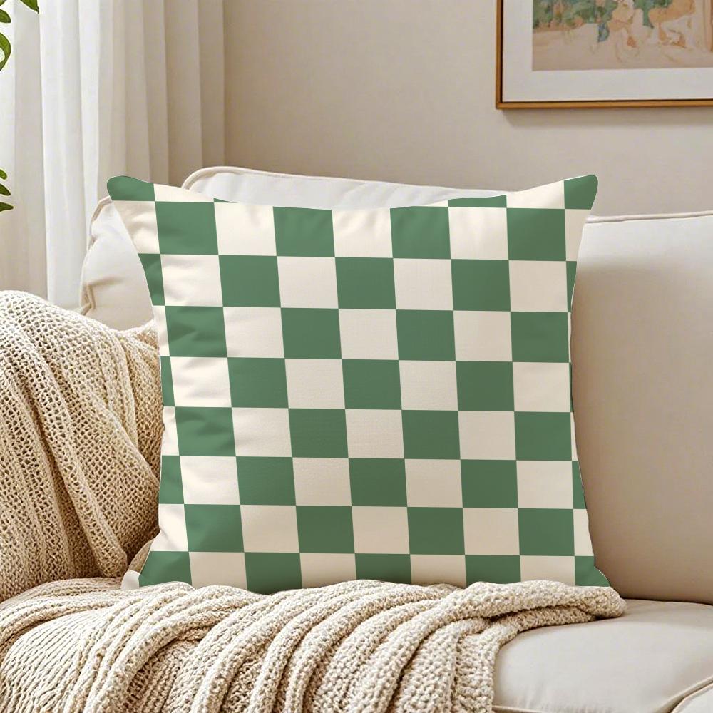 Fashion Checkerboard Plaid Classic Trendy Textile Cushion Cover Pillowcase Antidustmite Living Room Sofa Decor Cushion Room