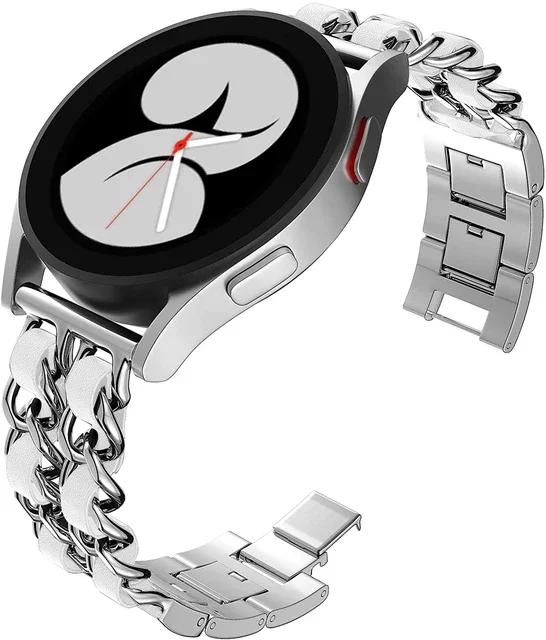 

Кожаный ремешок из нержавеющей стали Для Samsung Galaxy Watch 7 6 5 4 40мм 44мм 5Pro 45мм для Huawei GT6/5 Pro GT5/4 46мм женский браслет 20mm Universal серебро белый