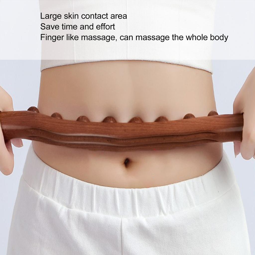 Guasha Wood Stick Tool 8 Beads Lymphatic Drainage Fatigue Relief Handheld Point Treatment Scraping Massage Rod