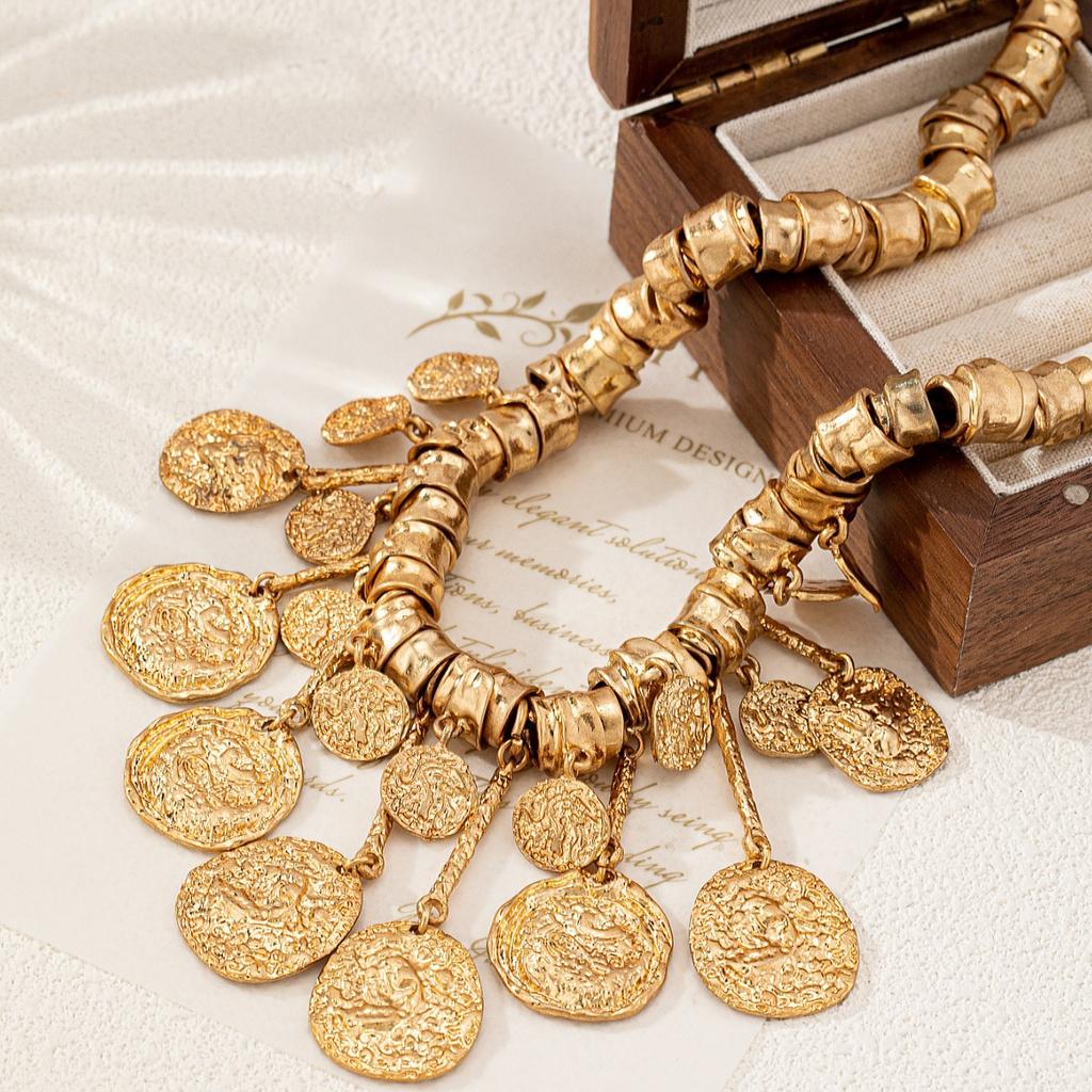 ZA cross-border new European and American retro tassel irregular collarbone chain high sense fashion temperament versatile trend necklace