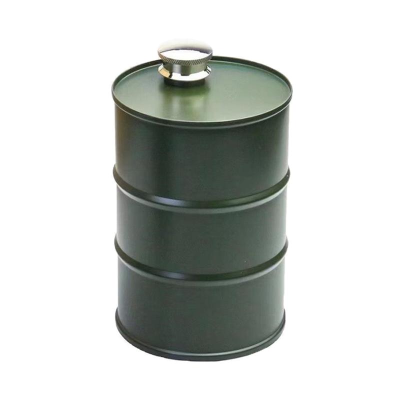 750Ml Stainless Steel Hip Flask Travel Barrel Wine Pot Bottle Outdoor Personalized Cylindrical Shape Wine Barrel Jug