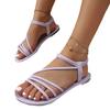 Summer New One-word Sandals Women's Cross-strap Flat-soled Women's Sandals Large-size Sandals